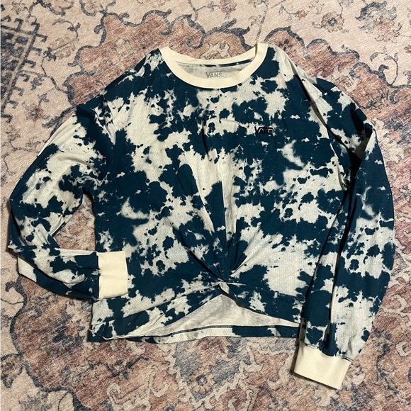 Vans Blue and White Tie-Dye Long Sleeve Top - Picture 1 of 3